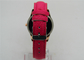 Pink Epoxy Leather strap Ladies Wrist Watches Round Waterproof