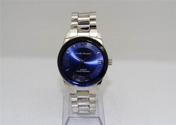 O relógio de pulso de bronze 30m impermeáveis, plano do negócio aumentou com borda azul