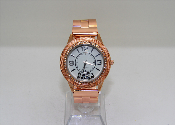 Relógio cor-de-rosa profissional de quartzo do diamante do ouro 18K para o eco das mulheres amigável
